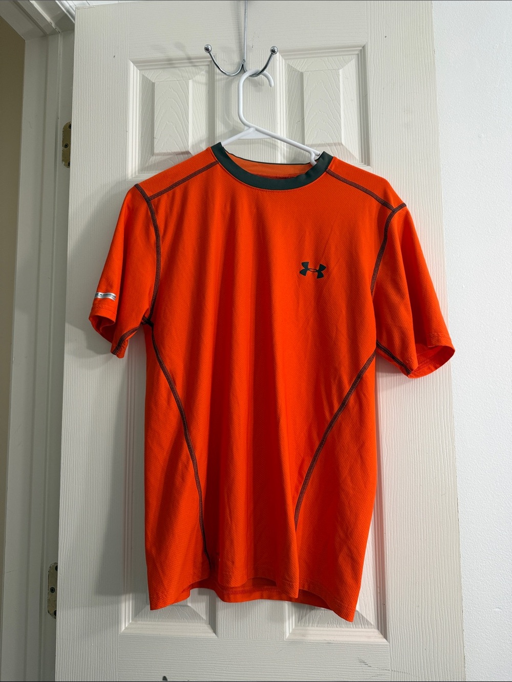 Under Armour Men’s Orange Short Sleeve Athletic Tee with Dark Trim